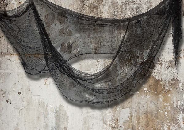Grå Halloween spindelnätsdekoration 76x228cm