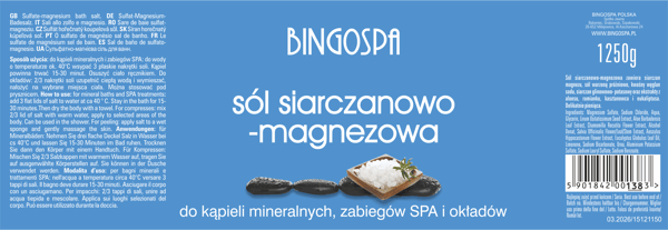 Magnesiumsulfatsalt til mineralbade, kompresser og peeling Bingospa