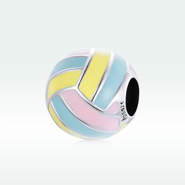 Silverberlock färgglada volleybollpärlor silver 925
