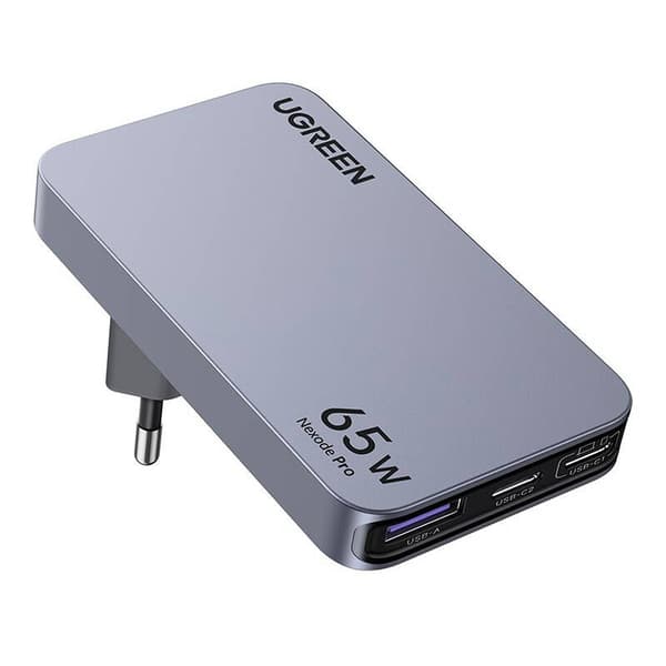 Ugreen Nexode Pro 65W litteä seinälaturi, GaN, 2x USB-C + USB