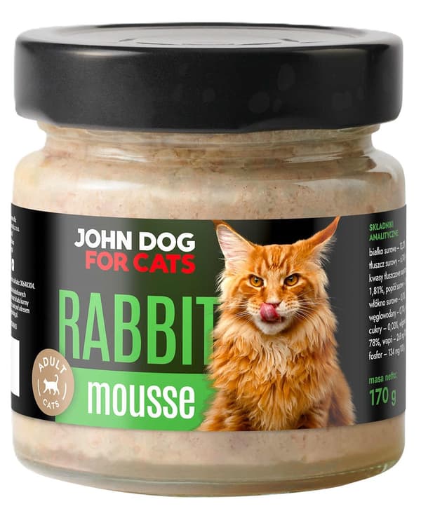 John Dog för katter | Våtfoder för katter | Burk 170g - Kaninmousse 170g