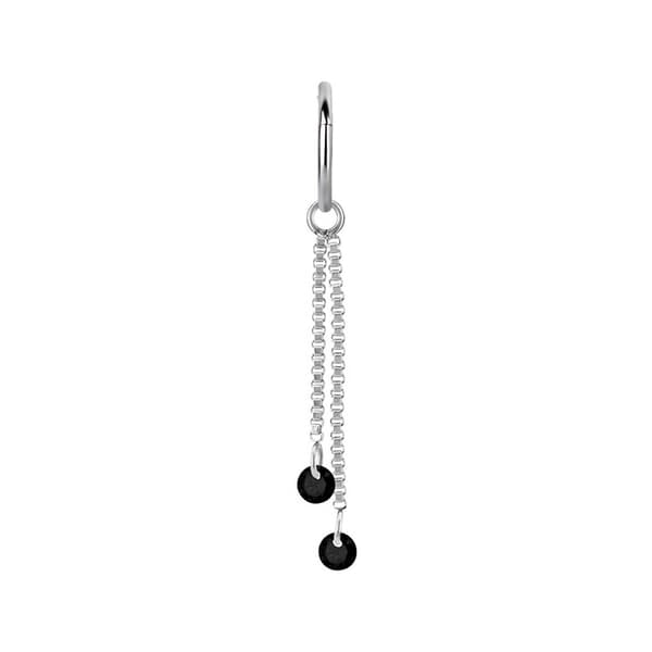 Charmkæde med sorte zirkoner - sølv - D-071 30 mm
