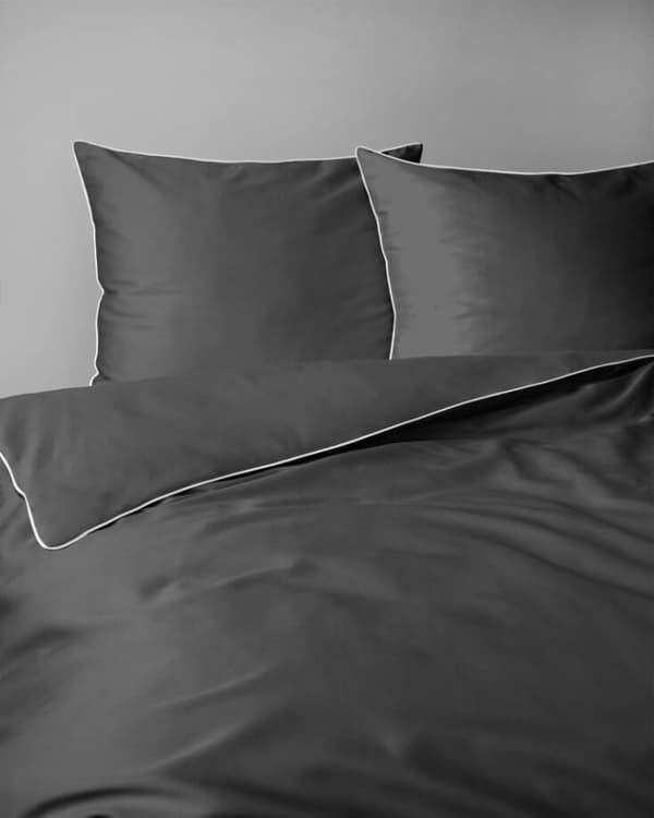 Ren bomull Makosatin Bäddset 220x200 C. Grå Premium