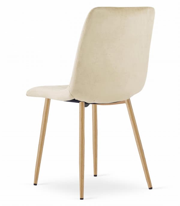 LAVA stol - ljusbeige sammet / träfärgade ben x 4