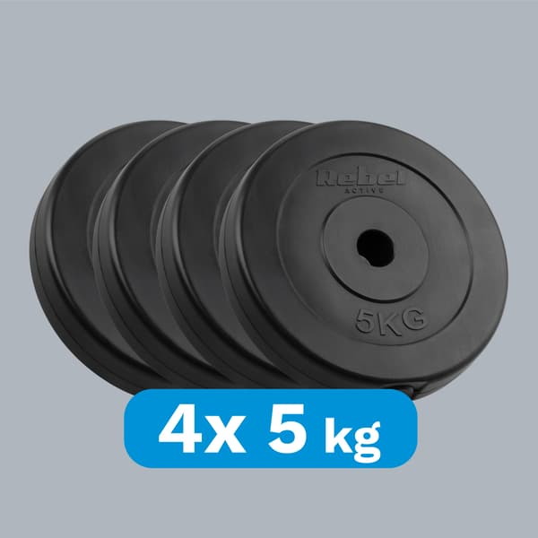 Rebel bituminös viktskiva set 4x5kg 20kg hål 31mm klassisk skiva