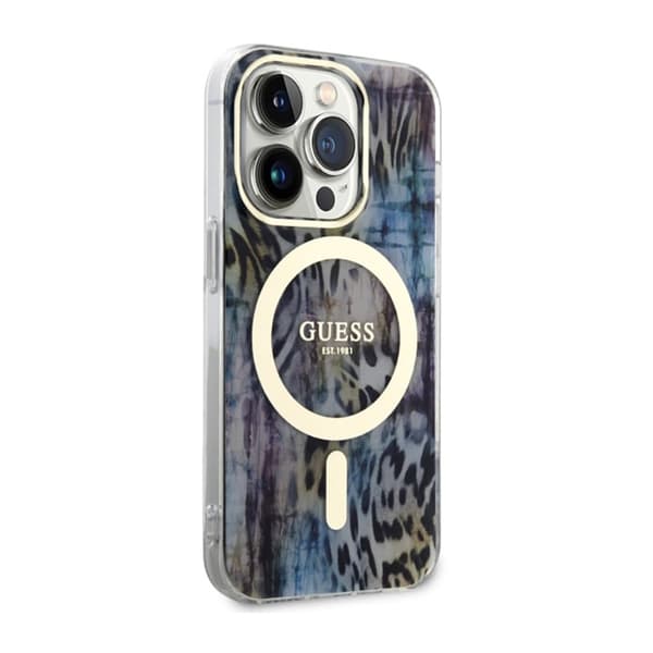 Guess Leopard MagSafe - iPhone 14 Pro cover (blå)