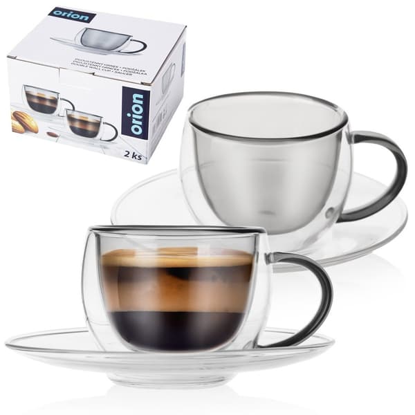 Dobbeltvæggede termokrus med underkop til espresso DOUBLE 90 ml 2 stk.