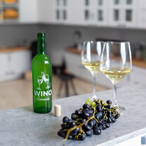 Vinflaska MED TRYCK 0,75l HEM VIN glasflaskor GRÖNA 750ml