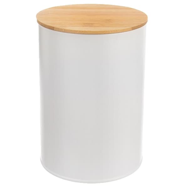 Vit metallmatbehållare med bambulock WHITELINE 800 ml