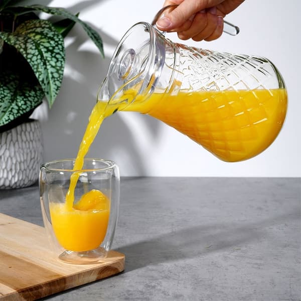Glaskande med låg 1,4 l + glas 6 stk. 200 ml