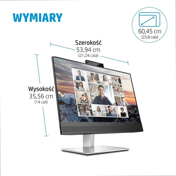 HP LED 23,8" E24M G4-skærm (40Z32AA), Full HD, sort