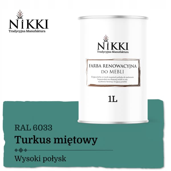 Möbelfärg för köksfrontar turkos mint RAL6033 glans 1L