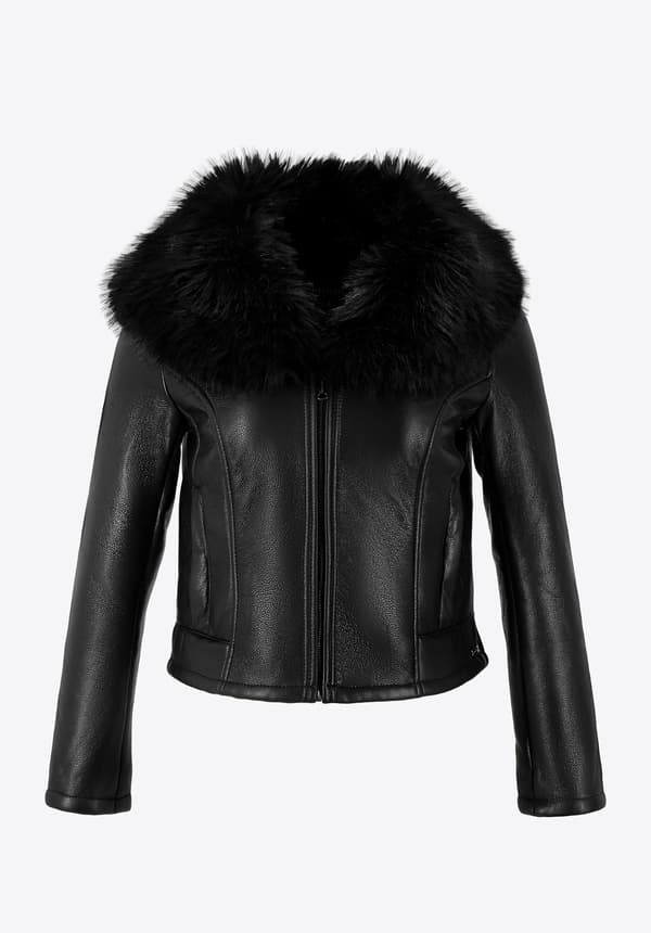 Wittchen Women's short black eco-leather jacket