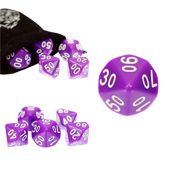 RPG-tärningar svartvita set med 7 metalltärningar