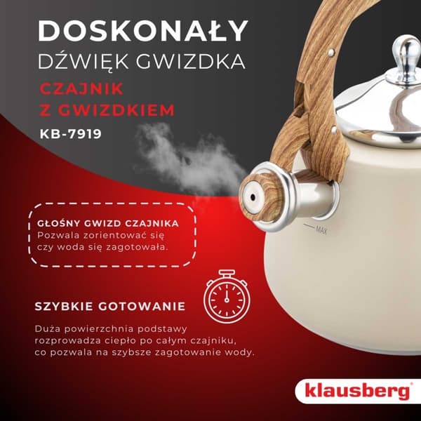 STÅLKEDEL MED FLØJTE 2,8L KLAUSBERG KB-7919