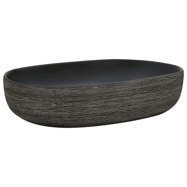 vidaXL bordvask, grå og sort, oval, 59x40x14 cm
