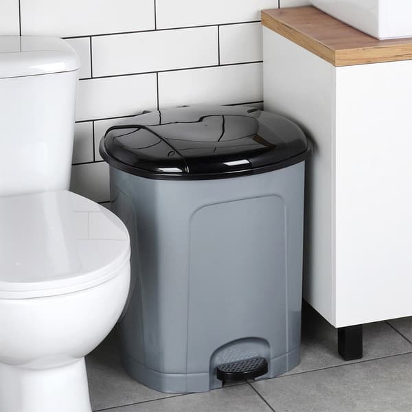 Soptunna med pedal plast grå 50 l