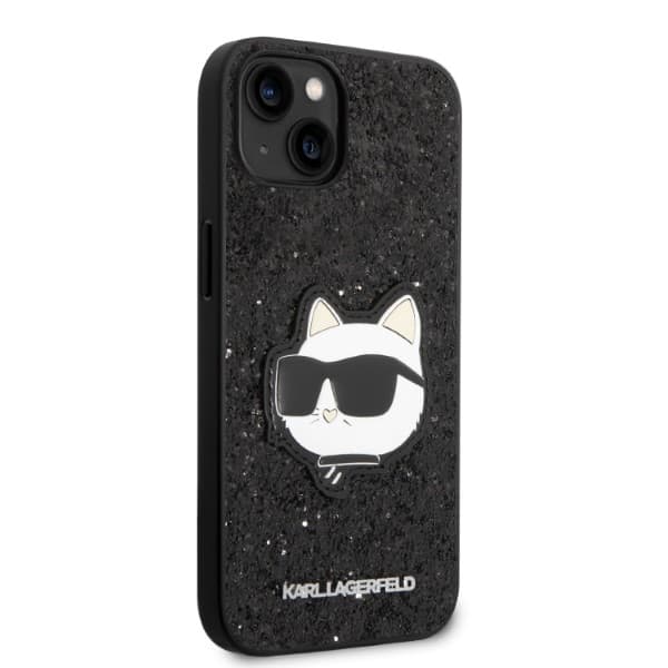 Karl Lagerfeld KLHCP14MG2CPK iPhone 14 Plus / 15 Plus 6.7 sort/sort hårdt cover Glitter Choupette Patch