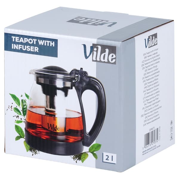Värmetålig glaskanna med teinfuser 2 liter