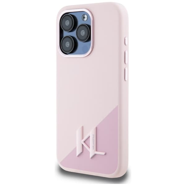 Karl Lagerfeld Silikone Shadow Metal Initial MagSafe-etui til iPhone 15 Pro Max (lyserød)