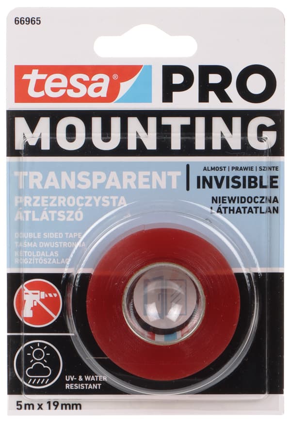 DUBBELHÄFTIG MONTERINGSTEJP MOUNTING-PRO/TRANSPARENT/5X19 TESA
