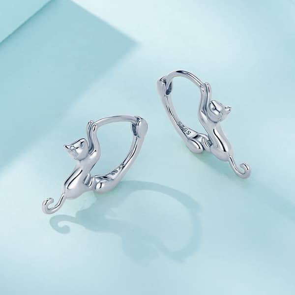 Katt silverörhängen, 925 silverspännen