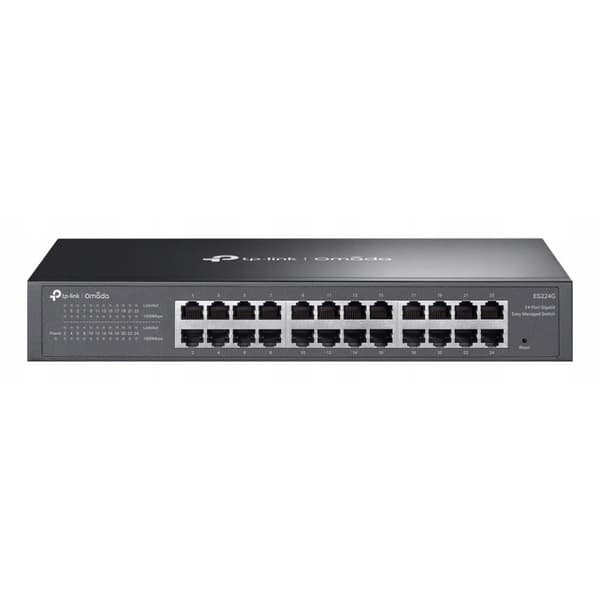 TP-LINK ES224G Administreret Switch, 24 Gigabit Porte, Sort