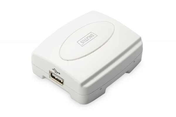 Digitus DN-13003-2 printserver, USB 2.0, RJ-45, hvid