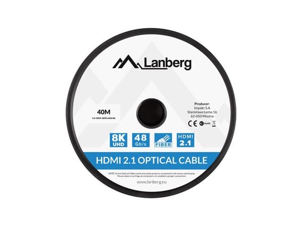 Lanberg M/M V2.1 HDMI-kabel 40m 8K optisk sort