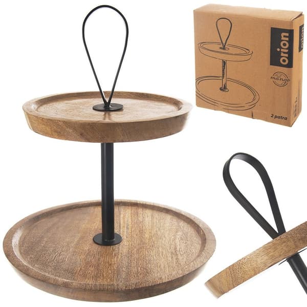 Træbakke to-etagers MANGO 30 cm