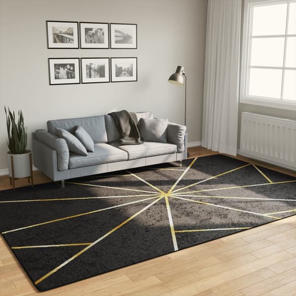 vidaXL vaskbart tæppe, sort og guld, 190x300 cm