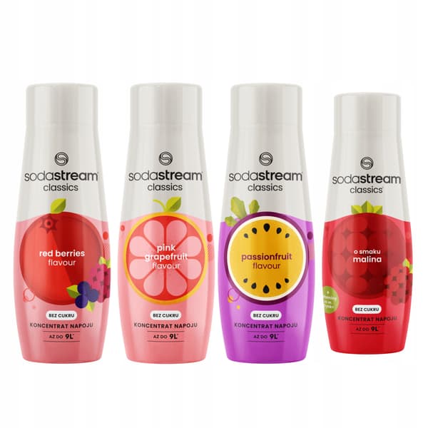 4 Sodastream-siraper Skogsfrukter + Grapefrukt + Passionsfrukt + Hallon Nollsocker