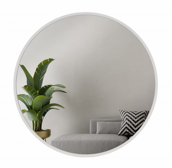 Rund skandinavisk träspegel 60 cm vit BD art
