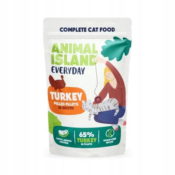 Vådfoder til katte ANIMAL ISLAND Kalkun/Hvidfisk MIX 40x85g