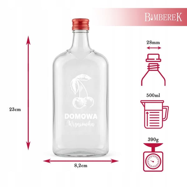 10X KLASSISKA flaskor 500ml tryckt HEMGJORD KÖRSBÄRSVODKA för vin Bröllopsjuice 10 st.
