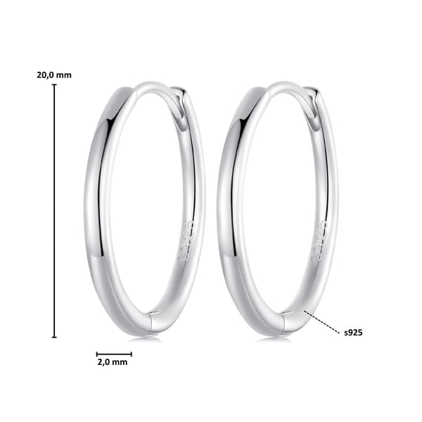 Eleganta klassiska ringörhängen i silver med spänne, storlek L