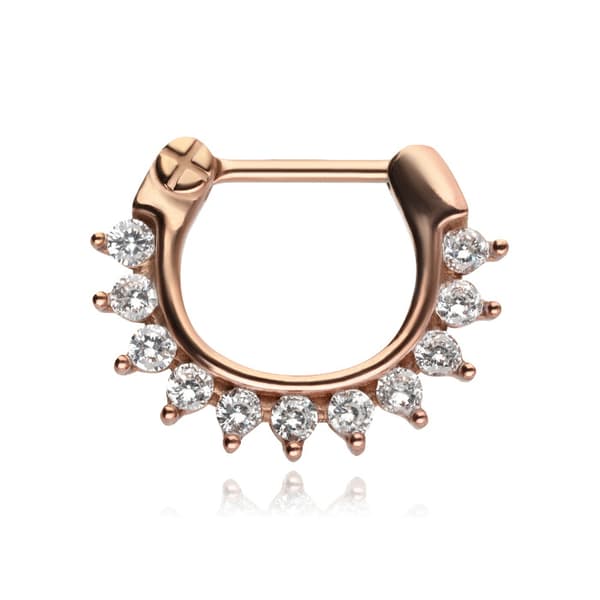 Klickörhänge med vita zirkoner - roséguld - K-059 1.2/10