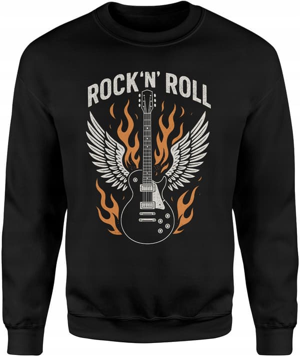 ROCK AND ROLL HERRSWEATSHIRT MED GITARRTRYCK M