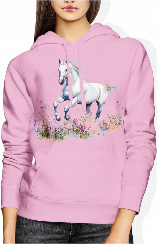 Damesweatshirt med hest, hesteprint, bomuld, med dyr, til hende
