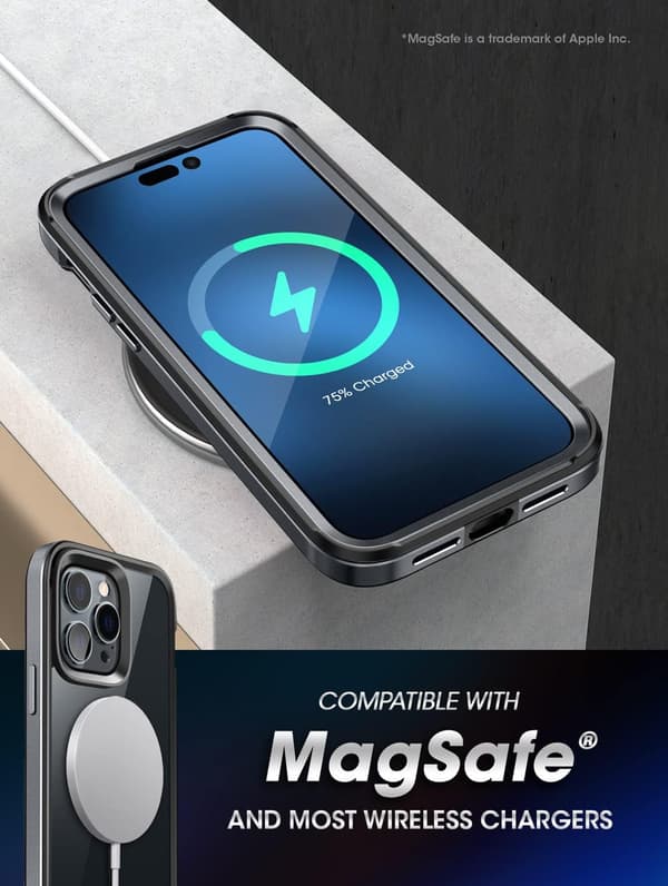 COVER TIL APPLE IPHONE 14 PRO MAX KLAR SORT BAGSIDER + MAGSAFE