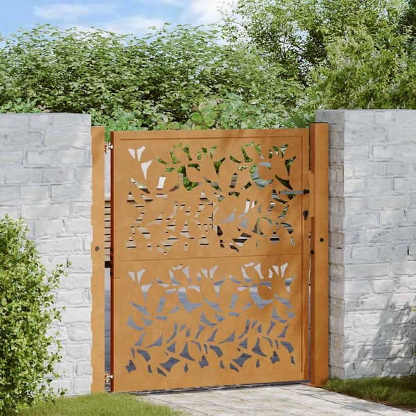 vidaXL havelåge 105x105 cm rustfrit stål med bladmønster