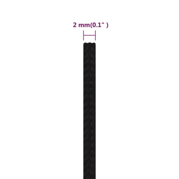 vidaXL Arbetsrep, Svart, 2 mm, 50 m, Polyester