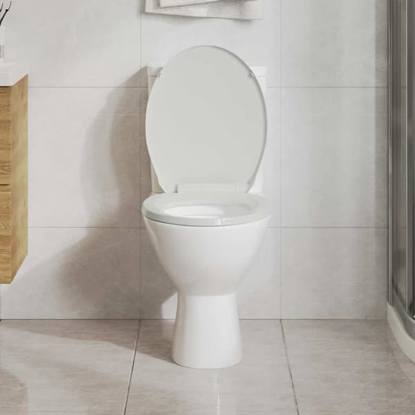vidaXL Soikea WC-istuin pehmeällä sulkeutumisella, valkoinen