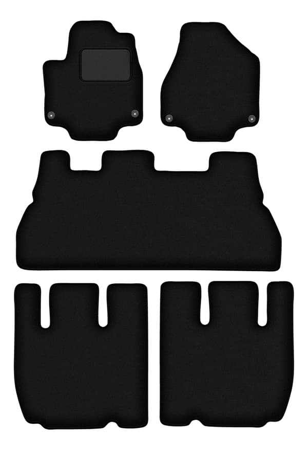 Bilmattor velour svarta för: Chrysler Pacifica II 7-sits (2017-)