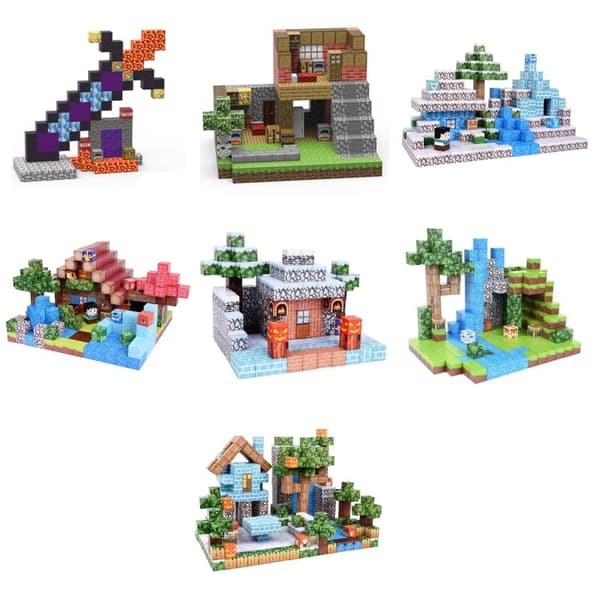 Minecraft Magnetiska Block 200 Bitar - 8 Starka Magneter, Superkvalitet!!