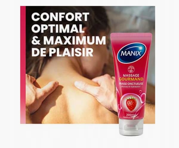 Massagegel MANIX Spiselig Jordbær 200 ml Glidemiddel