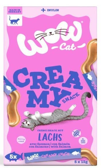WOW Cat | Cremet snack | Cremet snack til katte - Laks 5x15g