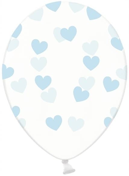 Läpinäkyvät ilmapallot sydämillä, siniset, 30 cm, 1 kpl.