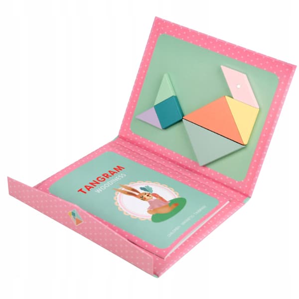 Tangram bok pussel 3D träklossar för barnens dag