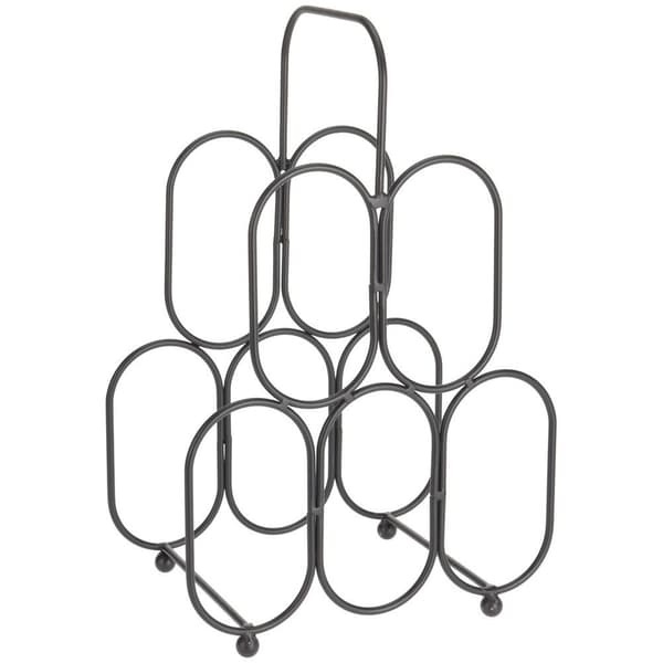 Sort metal vinstativ til 5 flasker 27x40,5 cm